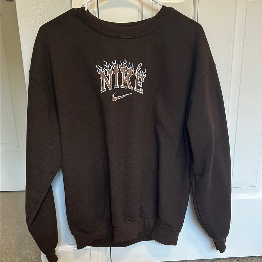 Brown custom embroidered Nike sweatshirt